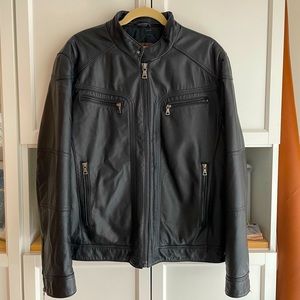 Danier Black Leather Zip-Front Jacket